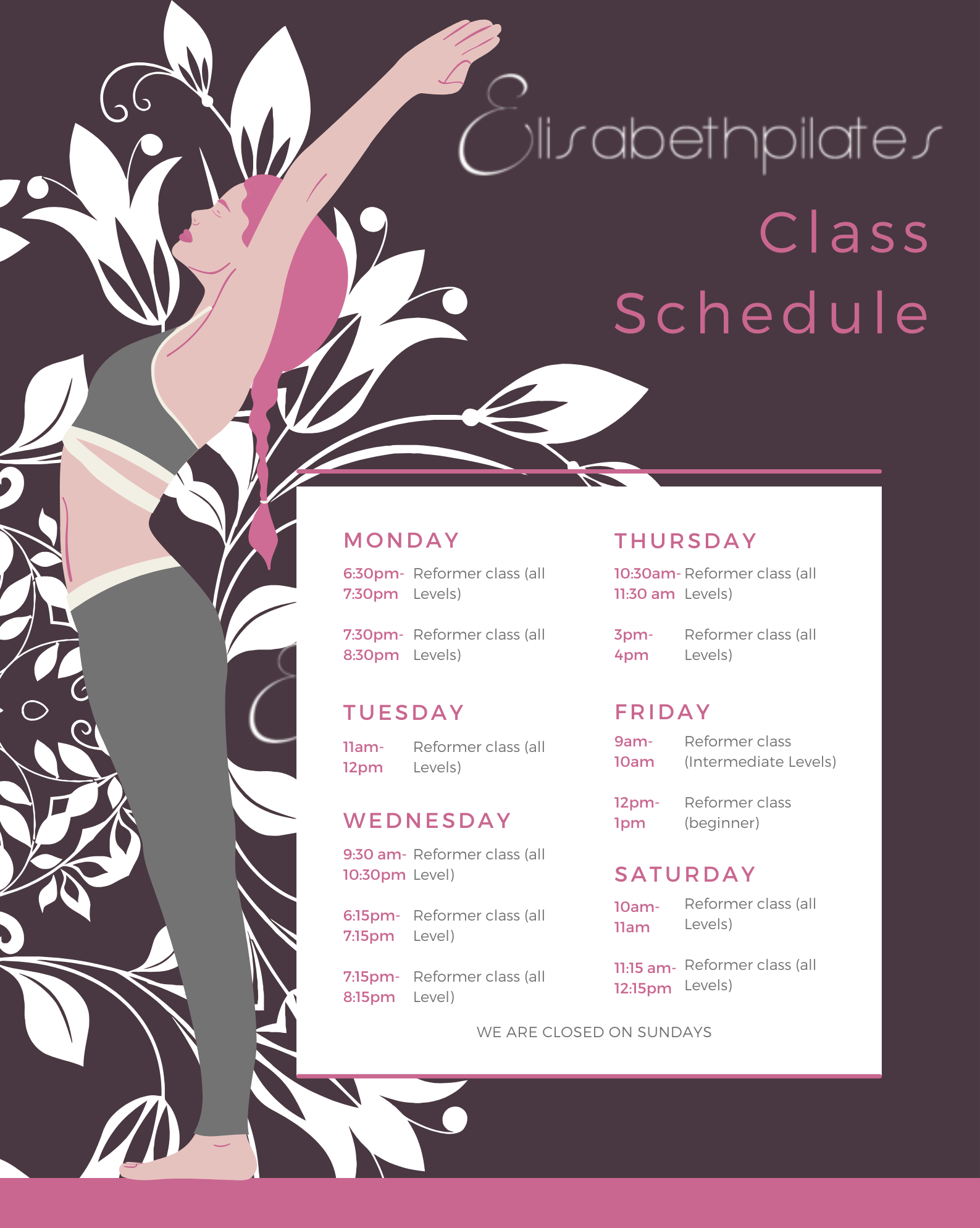 Grey and Peach Illustrated Yoga Timetable Poster